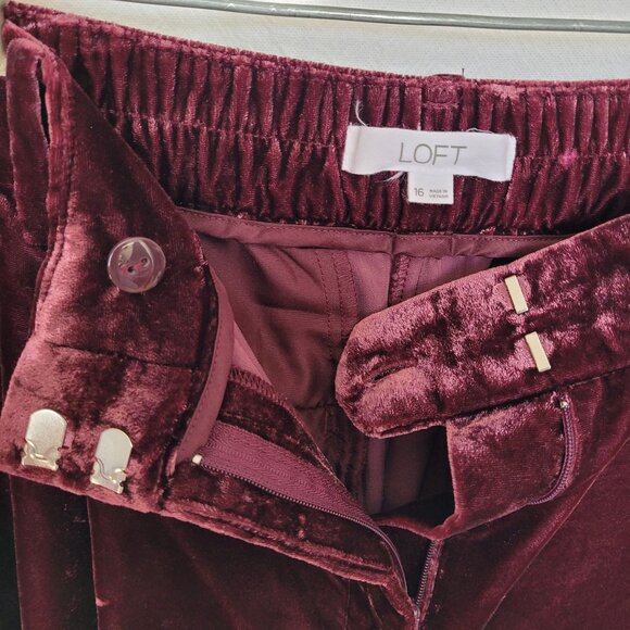 LOFT Burgundy Rayon Velvet Pants Women's Size 16 LUXURY! - Picture 8 of 8